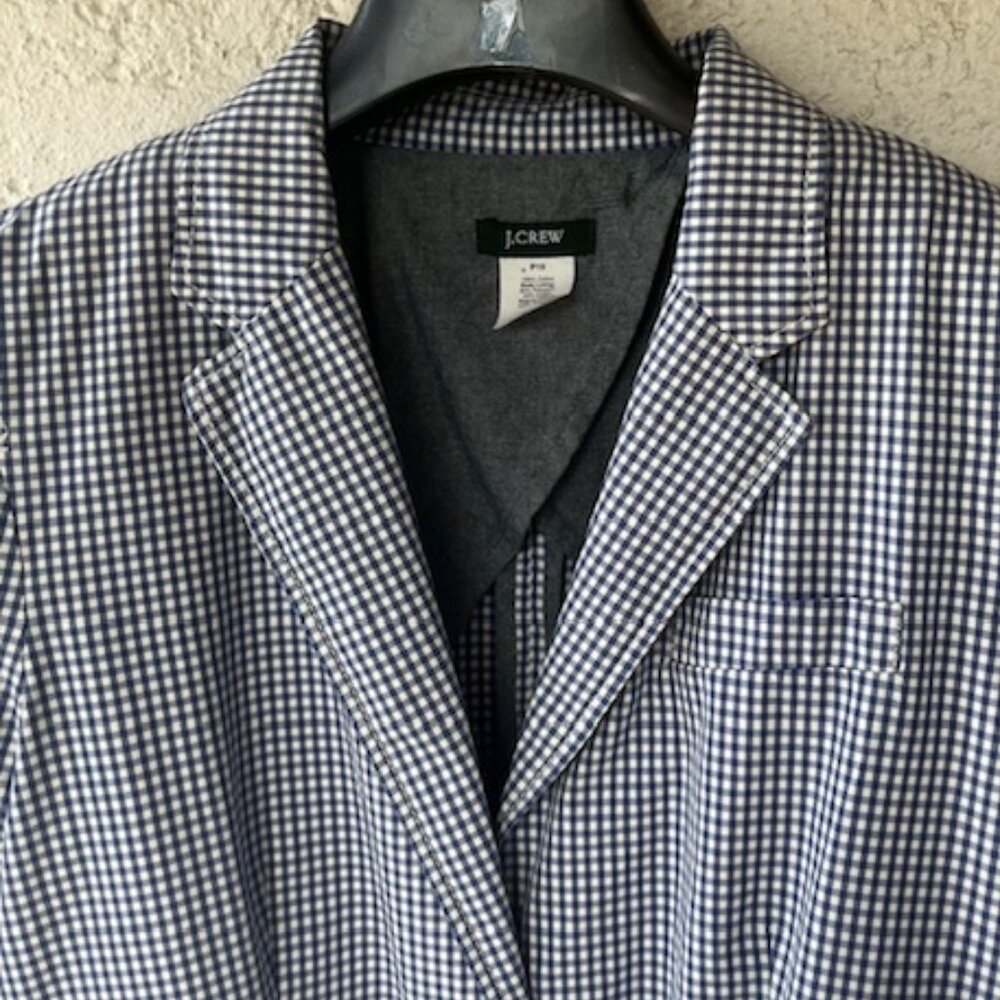 Vintage J.Crew Blue Gingham 100% Cotton Blazer - new! - Picture 3 of 11